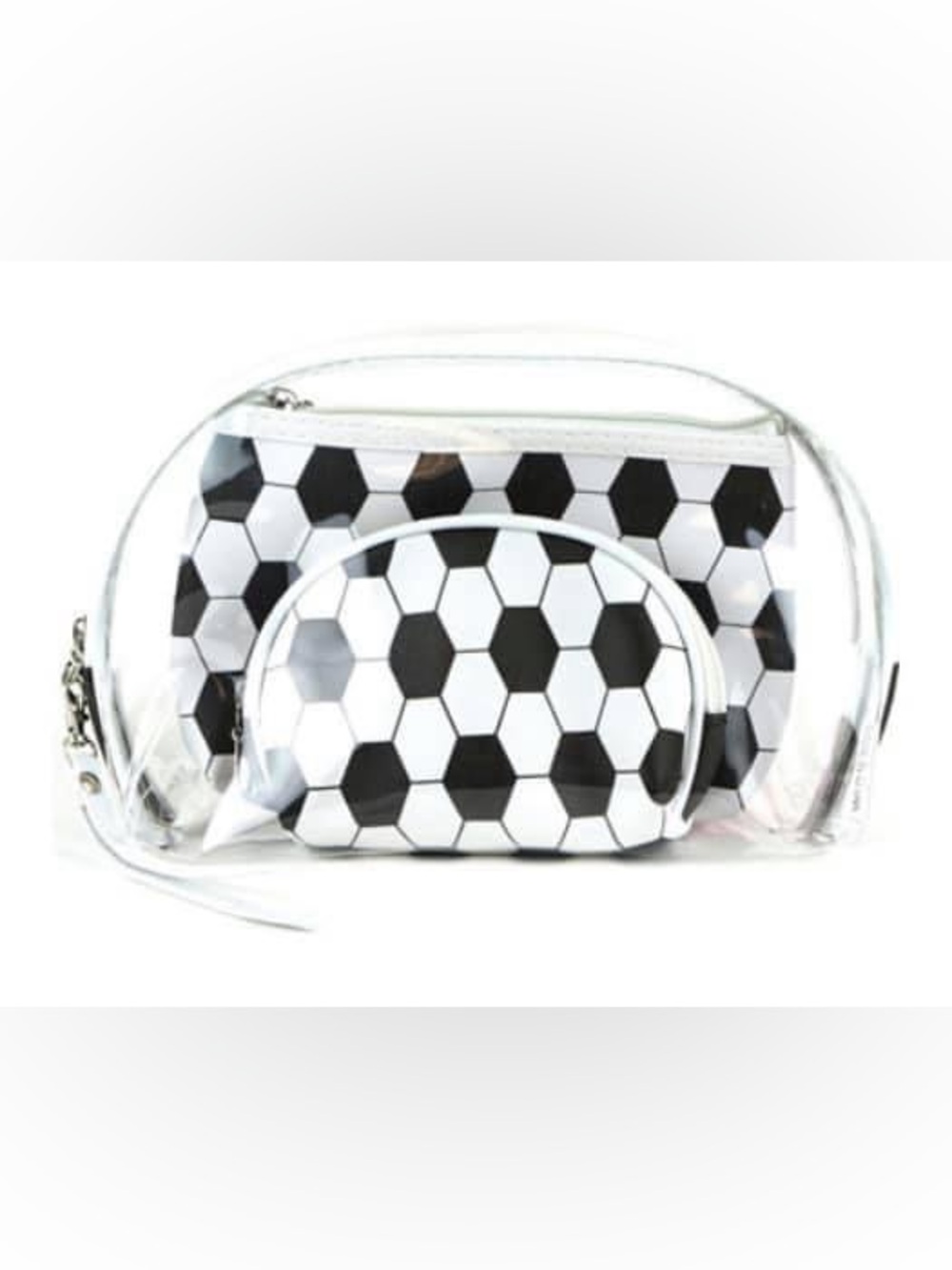 3 piece Soccer Cosmetic Bag Set.